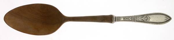 WSC19 (Sterling) Salad Serving Spoon with Wooden Bowl