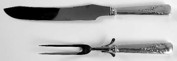 Madam Jumel (Sterling, 1908, Monograms) Large 2-Piece Roast Carving Set w/Stainless Blade