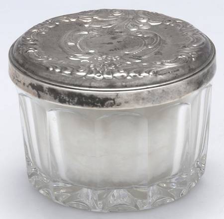 Grande Baroque (Sterling, Hollowware, 1 Hallmark) Powder Jar, Crystal Bowl and Sterling Lid