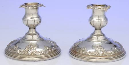 Grande Baroque (Sterling, Hollowware, 1 Hallmark) Pair of Weighted Console Candleholders