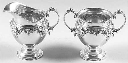 Grande Baroque (Sterling, Hollowware, 1 Hallmark) Mini Sterling Creamer and Open Sugar