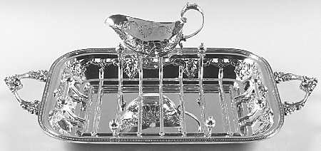 Grande Baroque (Sterling, Hollowware, 1 Hallmark) 3-Piece Sterling Asparagus Serving Tray