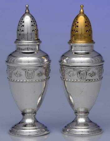 Rose Point (Sterling, Hollowware) Salt and Pepper Set