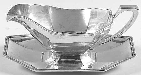 Somerset-Plain (Sterling, Hollowware) Sterling Gravy Boat & Underplate