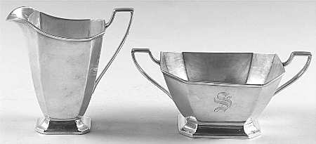 Somerset-Plain (Sterling, Hollowware) Mini Sterling Creamer and Open Sugar