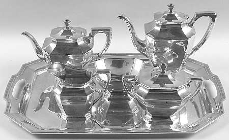Somerset-Plain (Sterling, Hollowware) 6 Piece Tea Set (SCP, STP, SCR, SSU, SWB, WTL)