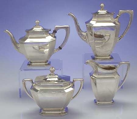 Somerset-Plain (Sterling, Hollowware) 4 Piece Tea Set (SCP, STP, SCR, SSU)