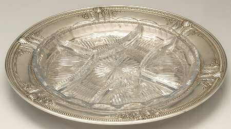 Stradivari (Sterling, Hollowware, Design on Top) 5 Part Relish with Glass Divided Liner