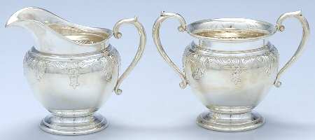 Stradivari (Sterling, Hollowware, Design on Top) Mini Creamer and Open Sugar Set