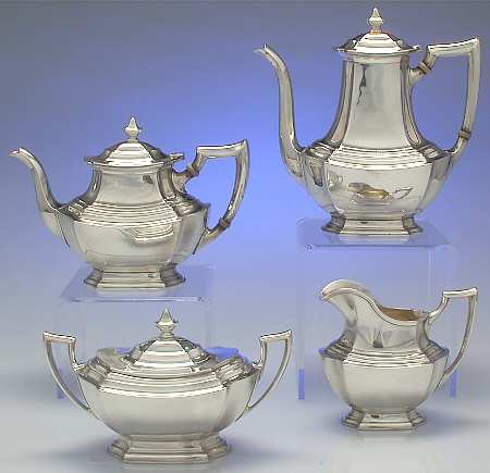 Washington (Sterling, Hollowware) 4 Piece Tea Set (SCP, STP, SCR, SSU)