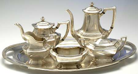Washington (Sterling, Hollowware) 6 Piece Tea Set (SCP, STP, SCR, SSU, SWB, WT22)