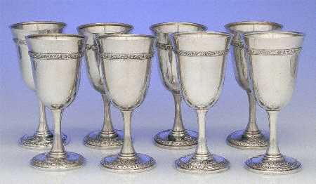 Meadow Rose (Sterling, Hollowware Only) Water Goblet - Set of 8