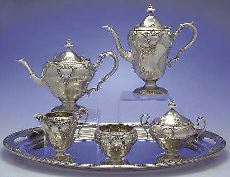 Meadow Rose (Sterling, Hollowware Only) 6 Piece Tea Set (SCP, STP, SCR, SSU, SWB, WTL)