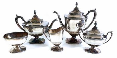 Laurel (Silverplate, Hollowware) 5-Piece Plated Tea Set (with Waste)