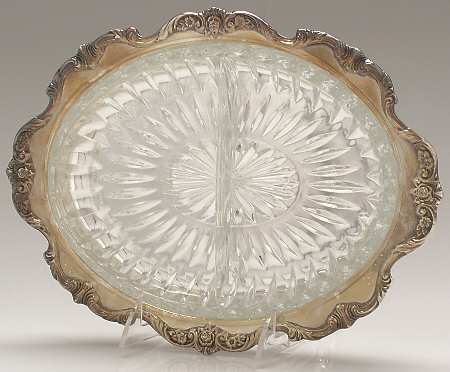 Royal Rose (Silverplate, Hollowware) Relish with Glass Liner
