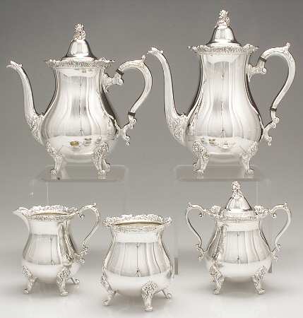 Royal Rose (Silverplate, Hollowware) 5-Piece Plated Tea Set (with Waste)