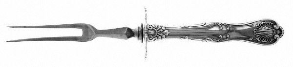 Imperial Queen (Sterling, 1893, Monograms) Small Steak Carving Fork with Stainless Prongs