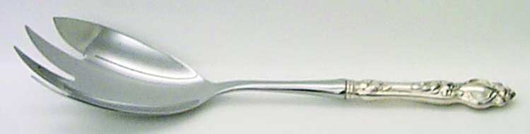 Violet (Sterling, 1904, Monograms) Salad Serving Fork with Stainless Prongs HC