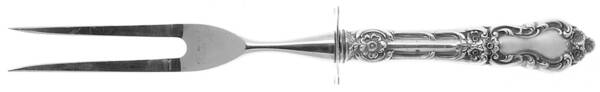 Meadow Rose (Sterling, 1907, No Monos) Small Steak Carving Fork with Stainless Prongs