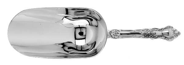 Meadow Rose (Sterling, 1907, No Monos) Ice Scoop with Silverplate Bowl