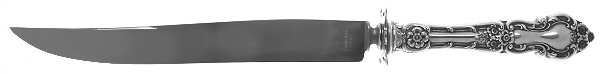 Meadow Rose (Sterling, 1907, No Monos) Large Stainless Blade Roast Carving Knife