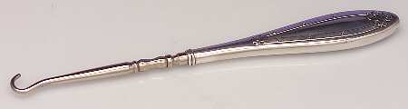 Carmel (Sterling, 1912, Hollowware) Small Button Hook, Hollow Handle