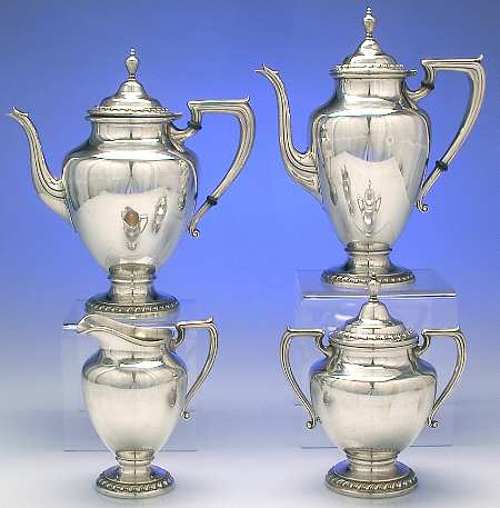 Halifax (Sterling, Hollowware) 4 Piece Tea Set (SCP, STP, SCR, SSU)