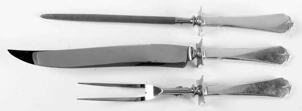 Lotus (Sterling, 1935) (3 Pc)Carving Set-Lg Stnbl/Roast w/Sterling Guard