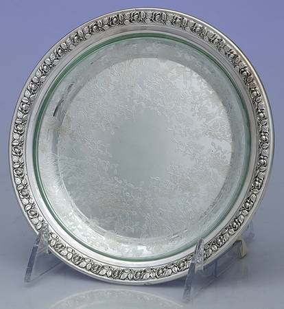 Normandie (Sterling, 1933, Hollowware) Cheese Plate with Glass Insert