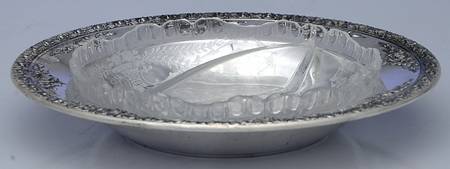 Normandie (Sterling, 1933, Hollowware) Bon Bon Bowl with Crysal Divided Insert