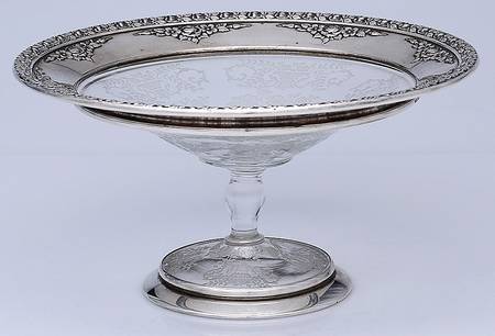 Normandie (Sterling, 1933, Hollowware) Sterling Compote with Crystal Bowl