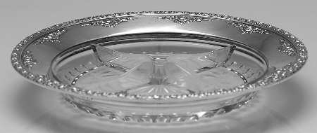 Normandie (Sterling, 1933, Hollowware) 4 Part Glass Relish w/Sterling Rim
