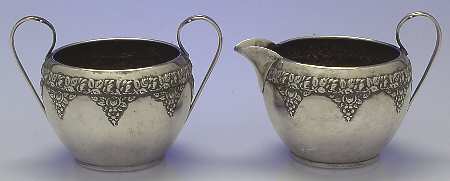 Normandie (Sterling, 1933, Hollowware) Mini Sterling Creamer and Open Sugar
