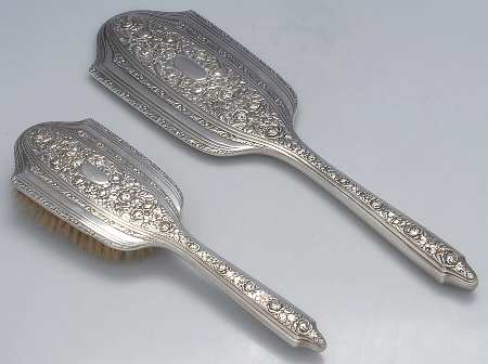 Normandie (Sterling, 1933, Hollowware) 2 Pc Vanity Set (Hair Brush and Mirror)