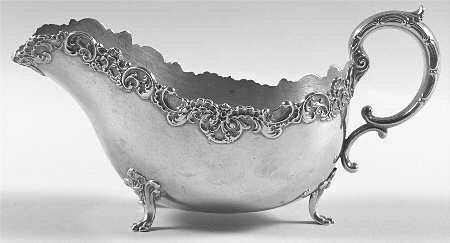 Pompadour (Sterling, 1895-1898, Hollowware) Footed Sauce Boat