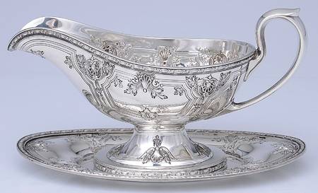 Navarre (Sterling, 1908, Hollowware) Sterling Gravy Boat & Underplate