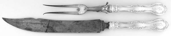 Irving (Sterling, 1900, R, W & S Stamp, Monograms)  Large 2-Piece Roast Carving Set w/Stainless Blade