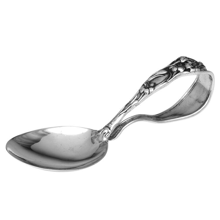 Lily (Sterling, 1902, Monograms) Curved Handle Baby Spoon