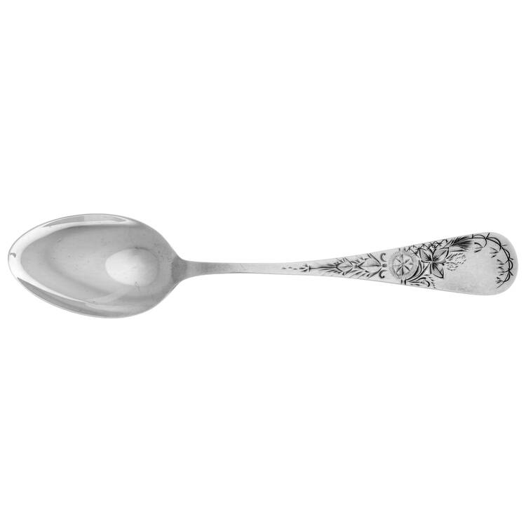 Antique Lily-Engraved (Sterling, 1882, Monograms) Five O'Clock Teaspoon