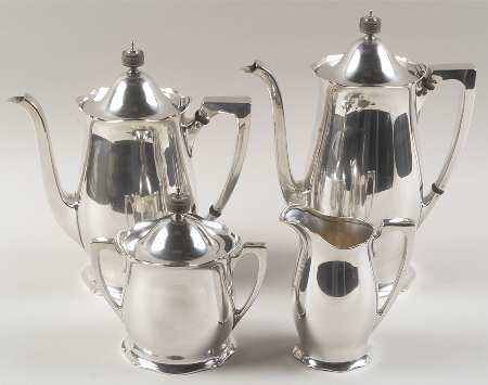 Antique (Sterling, Hollowware) 4 Piece Tea Set (SCP, STP, SCR, SSU)