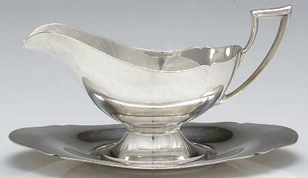 Antique (Sterling, Hollowware) Sterling Gravy Boat & Underplate