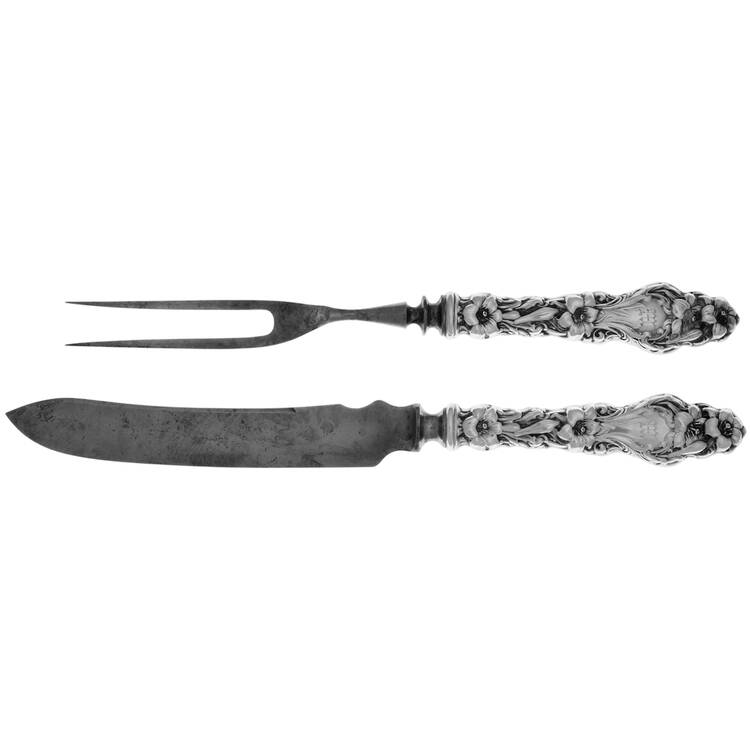 Lily (Sterling, 1902, Lion-Pat.1902) Small Stainless Blade 2-Piece Steak Carving Set