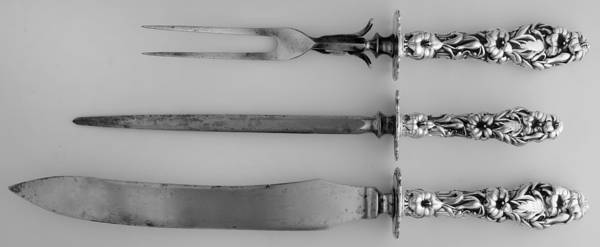 Lily (Sterling, 1902, Lion-Pat.1902) (3 Pc) Large Thick Hdl Stnls Bld Carving Set