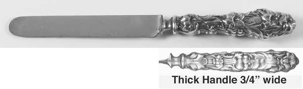 Lily (Sterling, 1902, Lion-Pat. 1902, Monograms) Blunt Thick Hollow Knife with Bolster