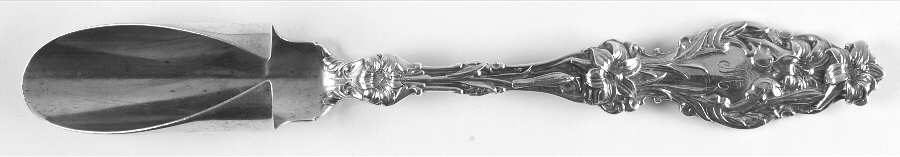Lily (Sterling, 1902, Lion-Pat. 1902, Monograms) Solid Large Cheese Scoop