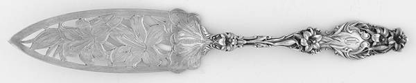 Lily (Sterling, 1902, Lion-Pat. 1902, Monograms) Bright Cut Jelly Cake Server