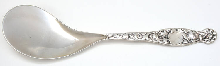 Heraldic (Sterling, 1880, Monograms) Solid Fried Oyster Server by Whiting Manf Co