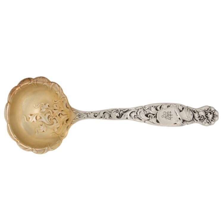 Heraldic (Sterling, 1880, Monograms) Solid Gravy Ladle by Whiting Manf Co