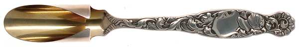 Heraldic (Sterling, 1880, Monograms) Solid Large Cheese Scoop by Whiting Manf Co