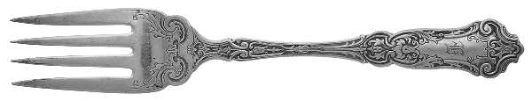 Cardinal (Silverplate, 1907, Monograms) Medium Solid Cold Meat Serving Fork